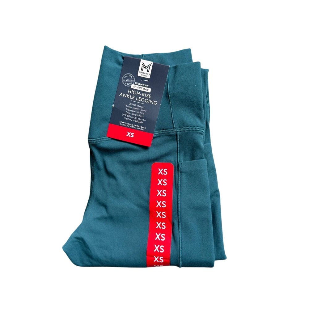 Members Mark Womens Everyday High Rise Ankle Legging Teal XS NWT 25 Inseam